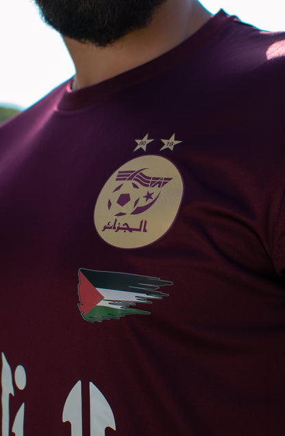 MAILLOT ALGERIE X PALESTINE ROUGE BORDEAUX 2024